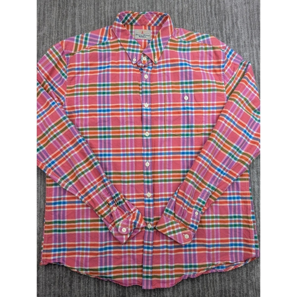 Barbour Beacon Collection Men's Plaid Flannel Button Down Shirt Large Pink Blue